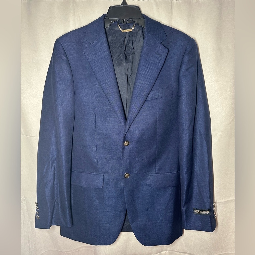 Donald J. Trump Signature Collection‎ Navy Blue Wool Silk Sport Coat Blazer 36R